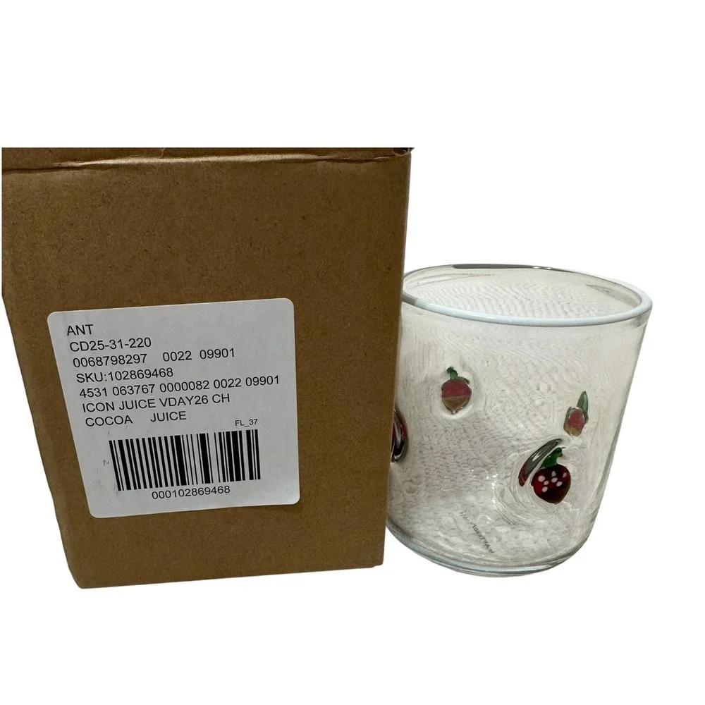 Anthropologie Icon Juice Glass Chocolate Covered‎ Strawberry Clear NEW